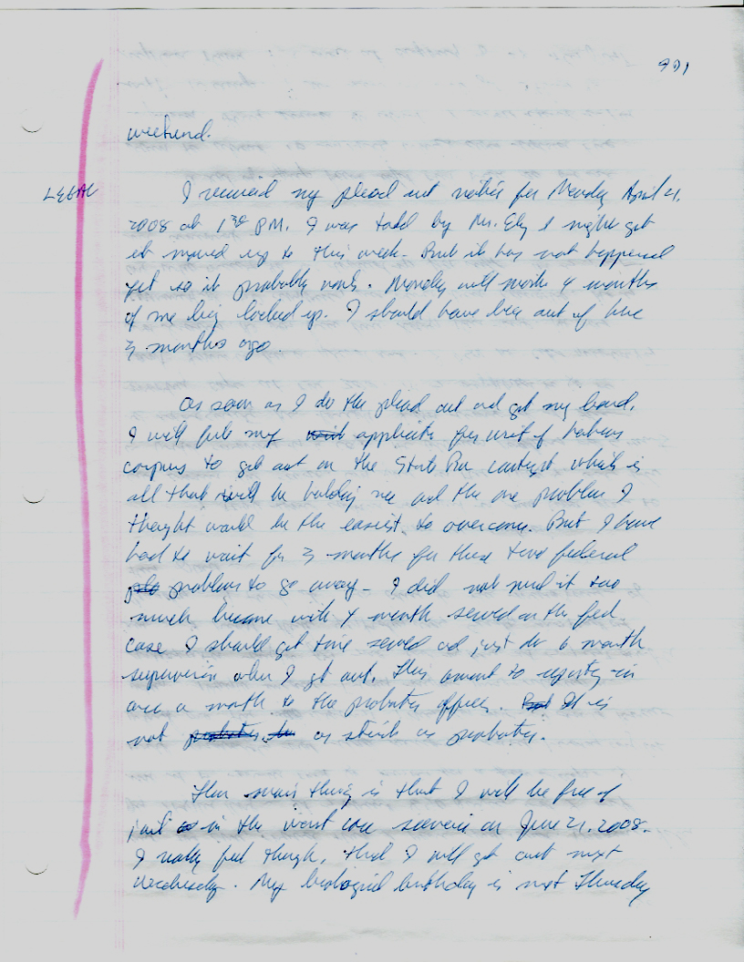 Dr John WorldPeace 2008 Prison Journal